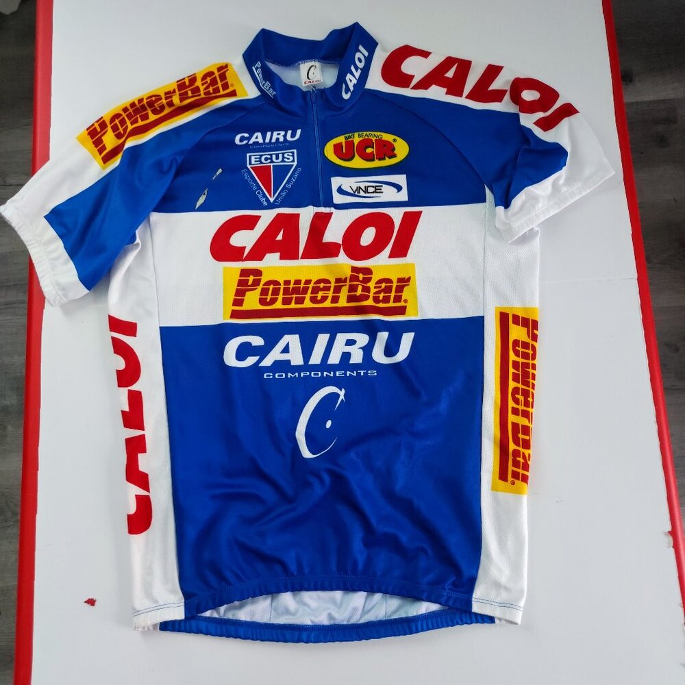 Caloi bicycle jersey men's size M ? blue and white graphic design